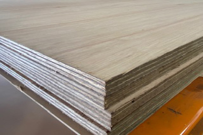 Stack of Meranti plywood sheets ready for use